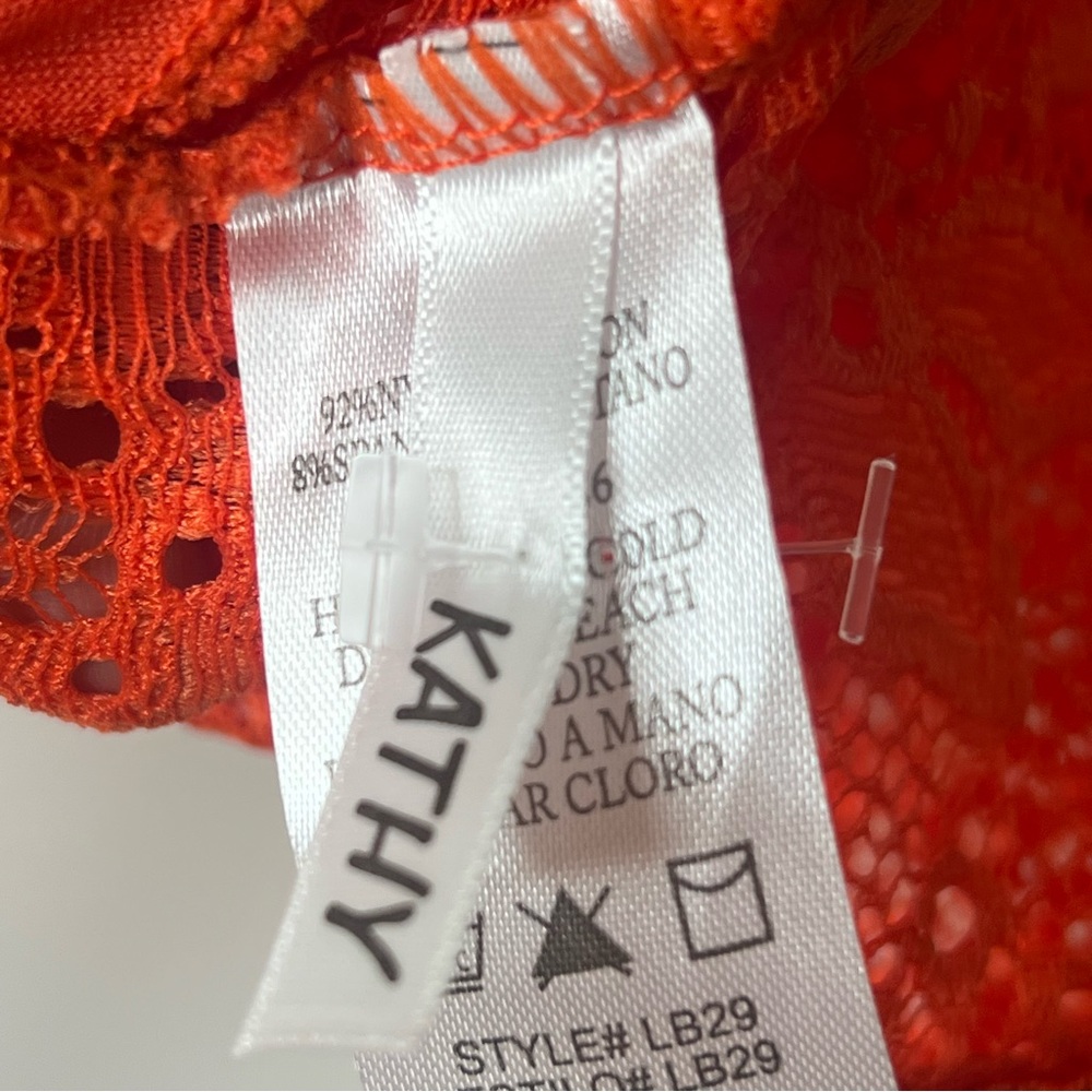 Kathy Lace Bralette Size Small Medium in Vibrant Orange Coral - Picture 7 of 9